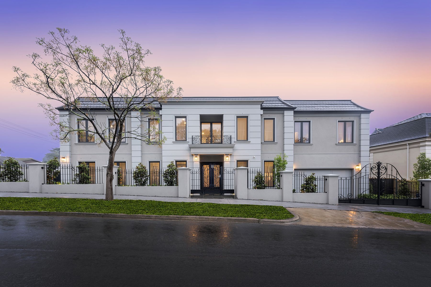 Balwyn North French Provincial custom home — facade with classical proportion and refined materiality