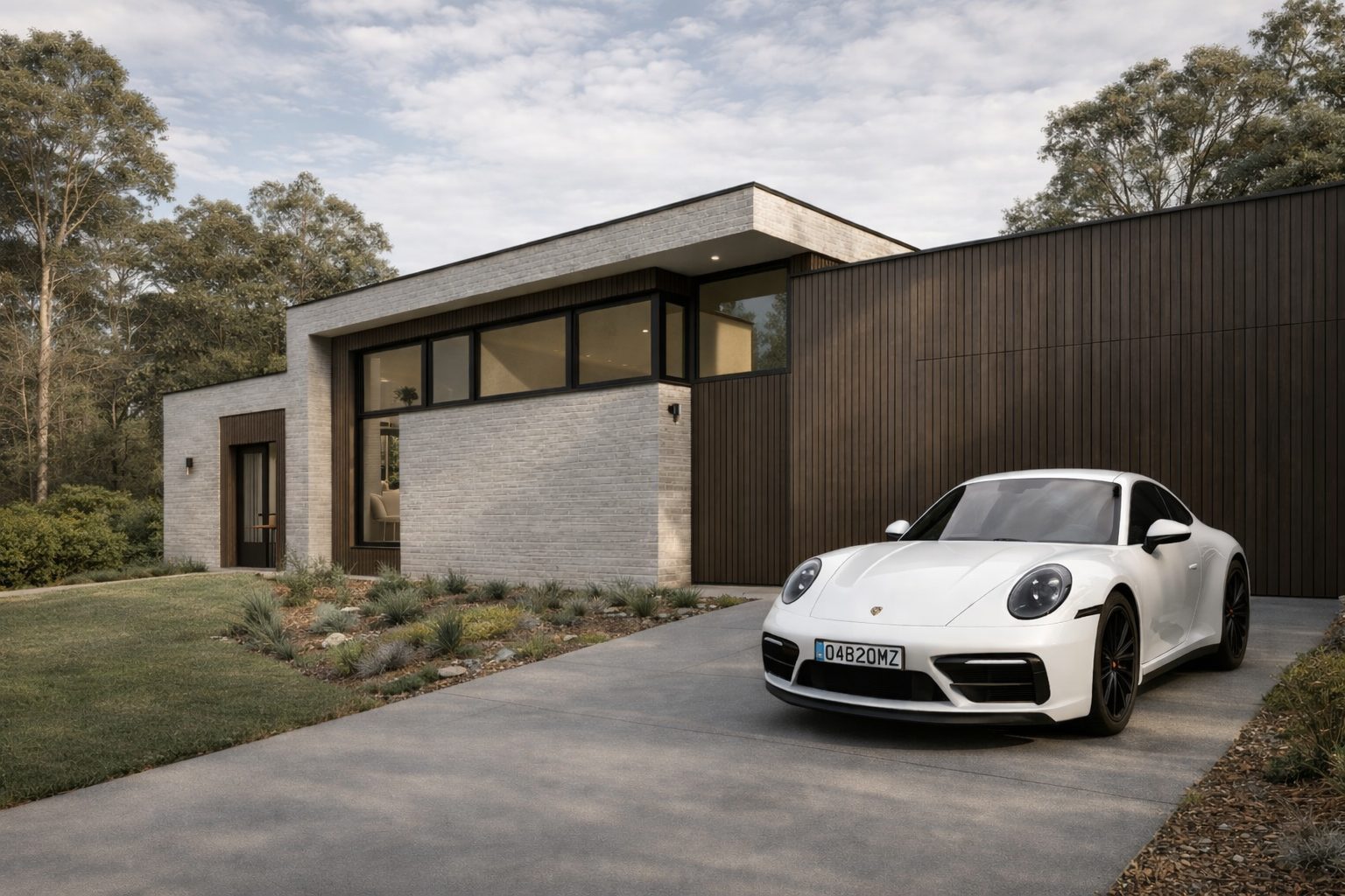 Glen Iris custom home — contemporary architectural facade with garden frontage